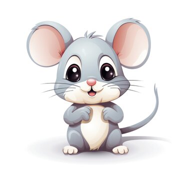 Cute cartoon 3d character mouse on white background