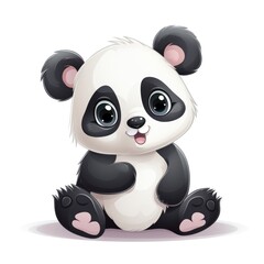Cute cartoon 3d character panda bear on white background