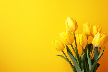 Yellow tulips on yellow background