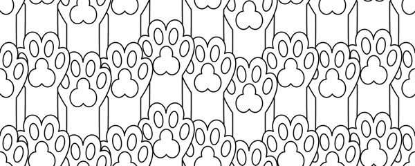 outline paw print seamless pattern © Sutana