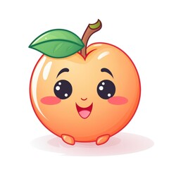 Fototapeta premium Cute cartoon 3d character peach with eyes on white background