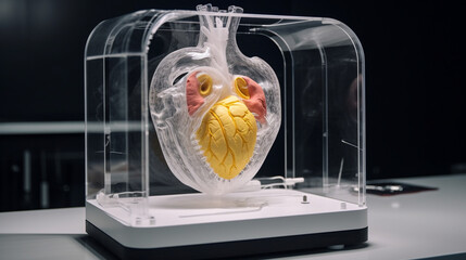 3d printer with a printed human heart.Generative AI