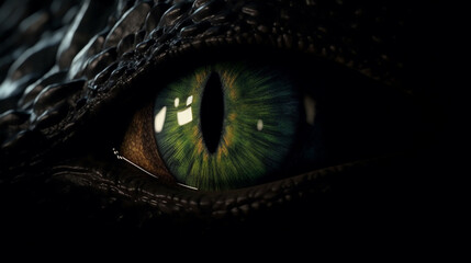 close up of a dragon's eye.Generative AI