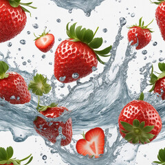 strawberries falling into water