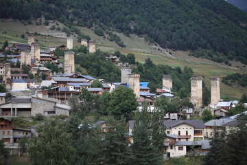 Svanetian towers in Mestia, Upper Svaneti, Georgia