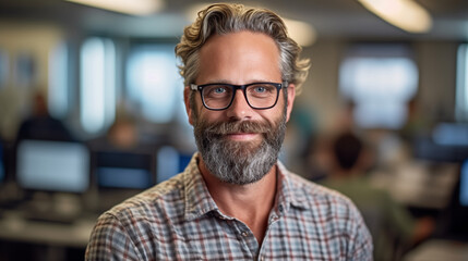Obraz premium Smiling Professional in Modern Office