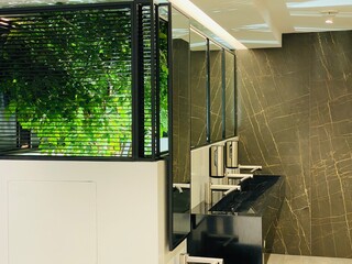 Design of a room with a washbasin and in a shopping center