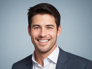 Professional Smiling Man in Corporate Attire with Dark Brown Hair