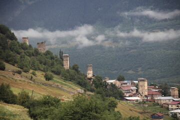 Svanetian towers in Mestia, Upper Svaneti, Georgia
