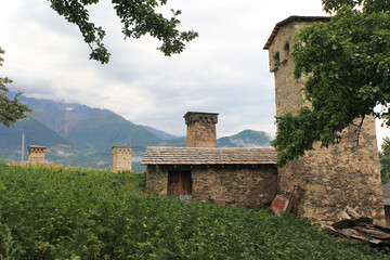 Svanetian towers in Mestia, Upper Svaneti, Georgia