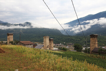 Svanetian towers in Mestia, Upper Svaneti, Georgia