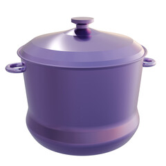 Metal pan with lid and handles. 3D illustration. Kitchenware.