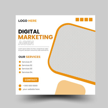 Creative marketing agency social media post design. Business banner for social media post.Marketing Strategies banner invitation design.