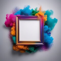 colorful frame with colorful paper colorful frame with colorful paper 3d render of frame in glass with colorful smoke and light