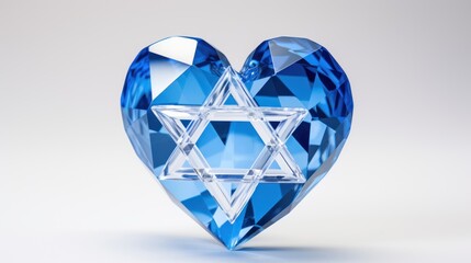 Diamond heart with Star of David, Israeli and Jewish symbol