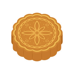 Moon cake vector. Moon cake, traditional Chinese round pastry eaten during Mid Autumn Festival.