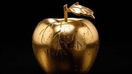 golden apple on black