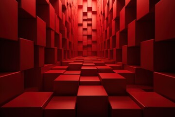 abstract red cubes - obrazy, fototapety, plakaty