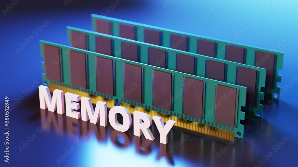 Poster memory parts mounted on a personal computer,3d rendering
