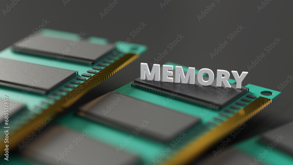 Poster memory parts mounted on a personal computer,3d rendering