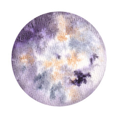 watercolor illustration of abstract round background, hand drawn. watercolor paper texture. blue and gold background. For icons, logos, backgrounds