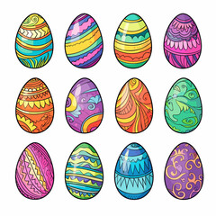 A Collection Of Colorful Eggs - Set of colorful decorated easter eggs