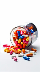 pills drugs and painkiller isolated background
