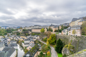 Fototapeta na wymiar View to the city skyline of Luxembourg