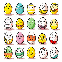 A Collection Of Cartoon Eggs - Vector illustration - easter egg icons