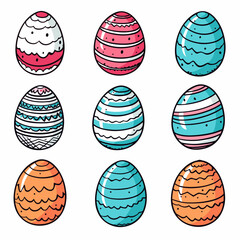 A Set Of Colorful Eggs - Vector illustration - easter egg icons