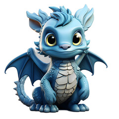 Obraz premium Cute blue dragon, blue dragon, end of the year
