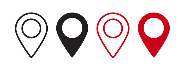Naklejka premium Location pin vector icon set. position vector symbol. Gps pin line icon. Place map navigation pointer pin vector symbol for mobile apps and website UI designs. 