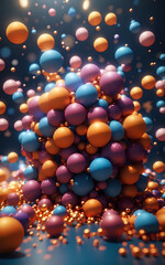 Vibrant Abstract 3D Sphere Explosion with Colorful Geometric Particles