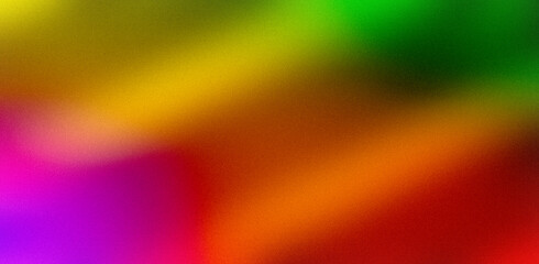 Illustration in rainbow colors. Pink yellow green orange red blurred grainy background for website banner. Desktop design. Large, wide template, pattern. Color gradient, ombre, blur. Colorful mix
