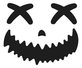 Pumpkin face silhouette isolated on white background.