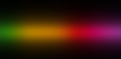 Green yellow orange red pink unique blurred grainy background for website banner. Illustration in rainbow colors. Desktop design. Large, wide template, pattern. Color gradient ombre blur. Colorful mix
