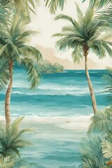 Fototapeta premium Tropical Island Paradise Wallpaper.