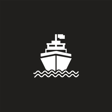 Cruise ship front black icon Clipart image isolated on white background boat and ship