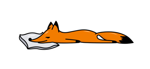 Fox sleeps on a pillow