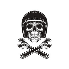 skull with helmet and crossbone illustration
