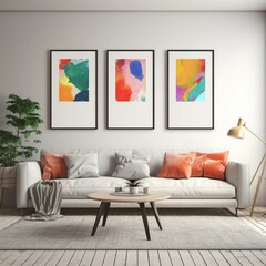 Canvas Mockup with Couch - Stylish Presentation of Artwork in a Cozy Home Setting