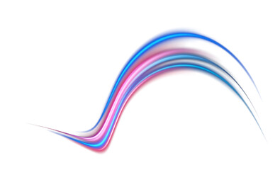 Blue and red neon wavy lines. Red blue special effect, speed police line. Magic of moving fast lines. Laser beams. Particle motion effect. Acceleration speed motion on night road. PNG.