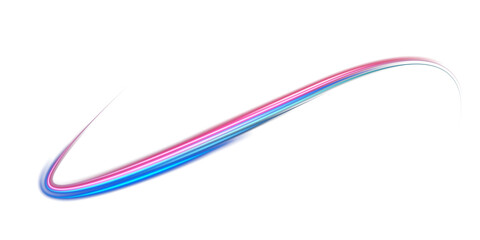 Blue and red neon wavy lines. Red blue special effect, speed police line. Magic of moving fast lines. Laser beams. Particle motion effect. Acceleration speed motion on night road. PNG.