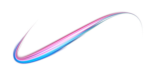Blue and red neon wavy lines. Red blue special effect, speed police line. Magic of moving fast lines. Laser beams. Particle motion effect. Acceleration speed motion on night road. PNG.