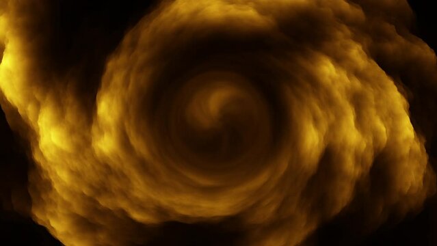 A mesmerizing image showcases a swirling yellow and black vortex enveloped in smoke. At its core, a radiant light captures attention. Is it a black hole or a whirlwind of energy
