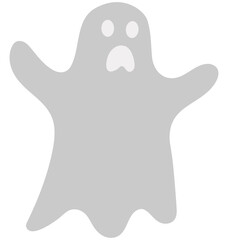 Cartoon white ghost for halloween.