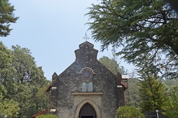 Fototapeta na wymiar Exterior of St John's Church, Lansdowne, Uttarakhand 