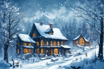 Naklejka premium house in the snow