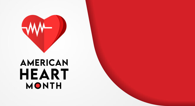 American heart month design. Vector illustration of heart and beat for education, background, banner, poster