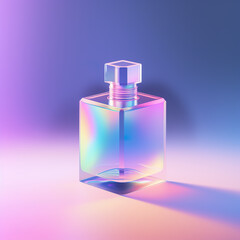 Holographic of perfume bottle.  Holographic textured. Iridescent rainbow foil.